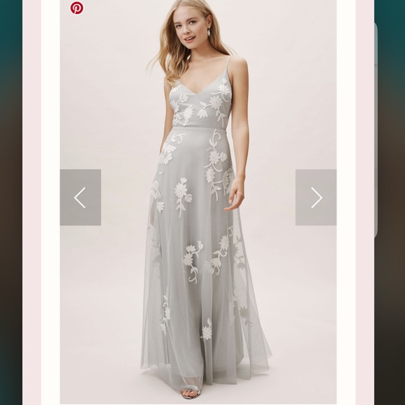 BHLDN Dresses & Skirts - BHLDN by Anthropology Bethany Embroidered Dress in “Fog”